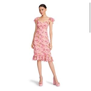 Betsy Johnson Pepper‎ Sweetheart Rose Print Midi Dress Large